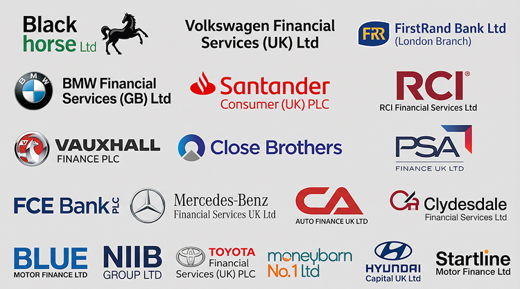 Logos of UK car finance lenders